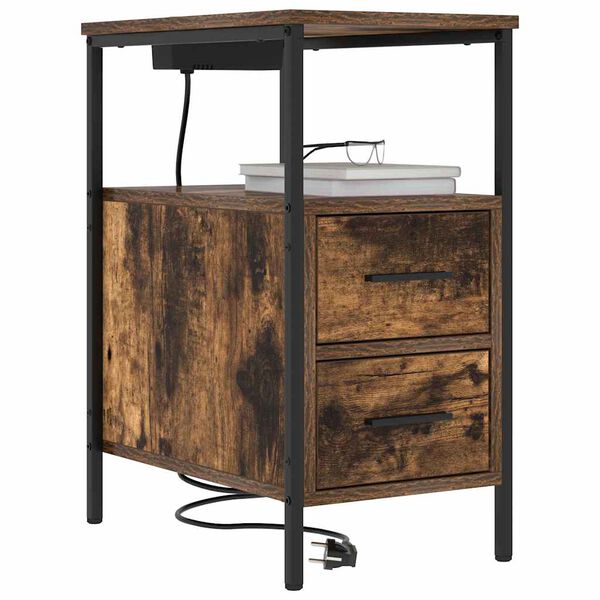 vidaXL Natskab med skuffe R&oslash;get eg 30 x 48 x 61 cm Konstrueret tr&aelig;