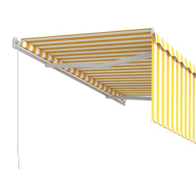 vidaXL markise m. gardin 3x2,5 m manuel betjening gul og hvid