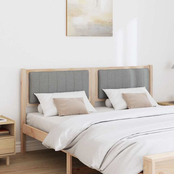 vidaXL Polstret sengegavl med hovedg&aelig;rde Brun 150 cm Massiv fyrretr&aelig;