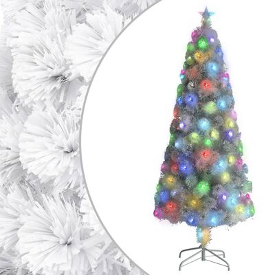 vidaXL kunstigt juletræ med LED-lys fiberoptisk 240 cm hvid