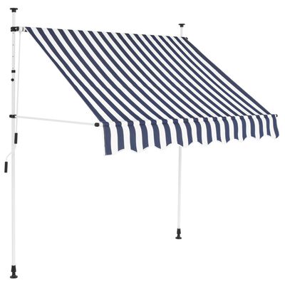 vidaXL foldemarkise manuel betjening 150 cm blå og hvid striber