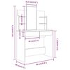 vidaXL makeupbord med spejl 96x40x142 cm gr&aring; sonoma-eg