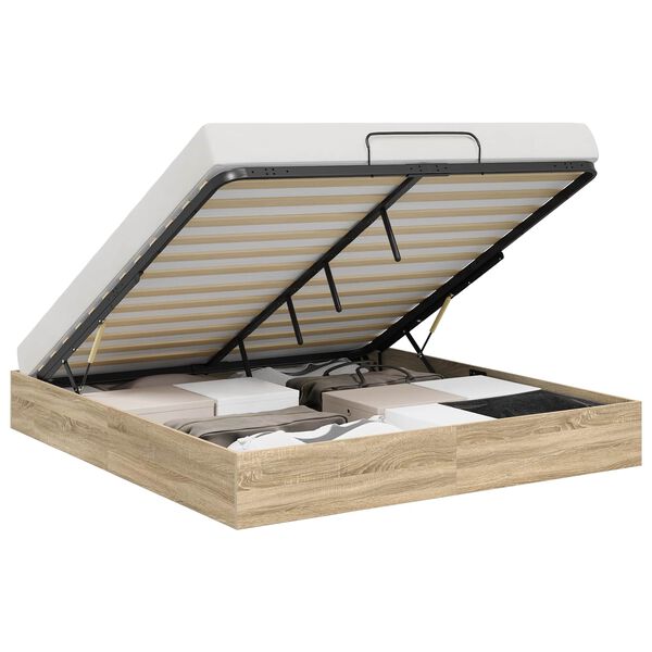 vidaXL Ottoman Sengestel Sonoma eg 193 x 120 x 25 cm Sp&aring;nplade