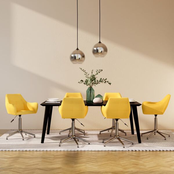 vidaXL drejelige spisebordsstole 6 stk. stof gul