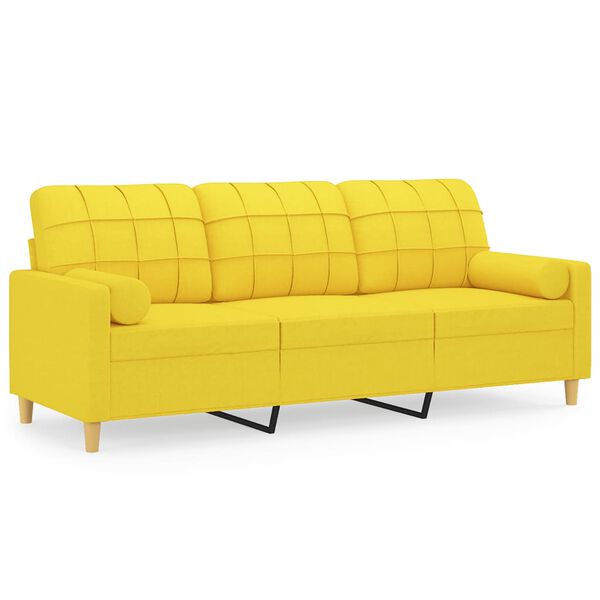 vidaXL 3-personers sofa med pyntepuder 180 cm stof lysegul