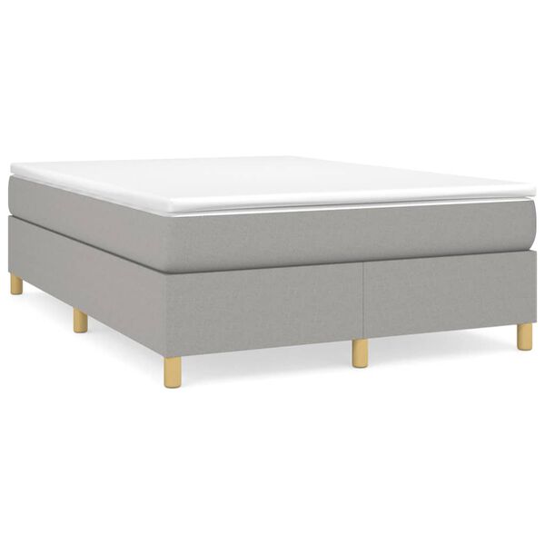 vidaXL Boxspring sengeramme 140x190 cm stof lysegr&aring;