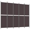 vidaXL 5-panels rumdeler 250x200 cm stof brun