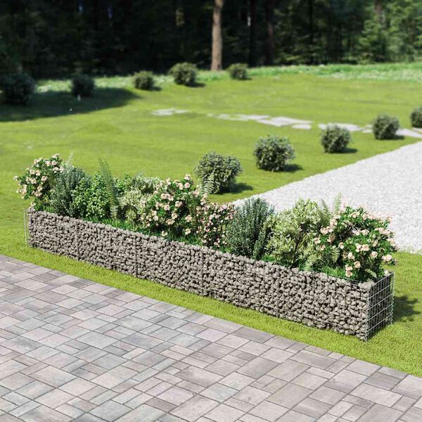 vidaXL gabion-h&oslash;jbed 450x50x50 cm galvaniseret st&aring;l