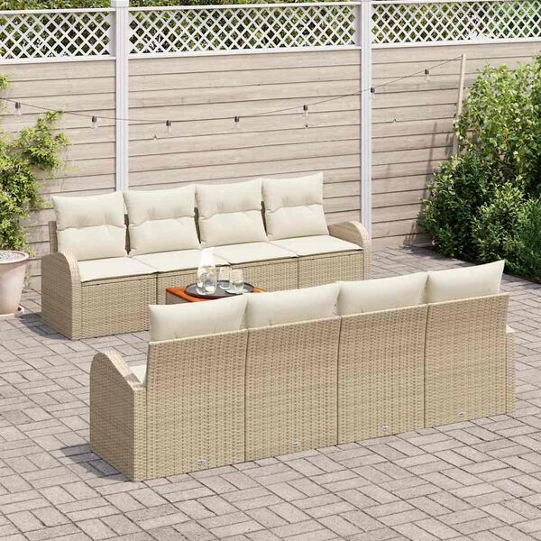 vidaXL Havesofa S&aelig;t med opbevaring 9 pcs Beige og creme polyrattan
