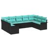 vidaXL Havesofa S&aelig;t med pude 9 pcs Sort polyrattan