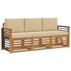 vidaXL Sofas&aelig;t 3 stk. Naturlig og Beige Massivt Akacietr&aelig;