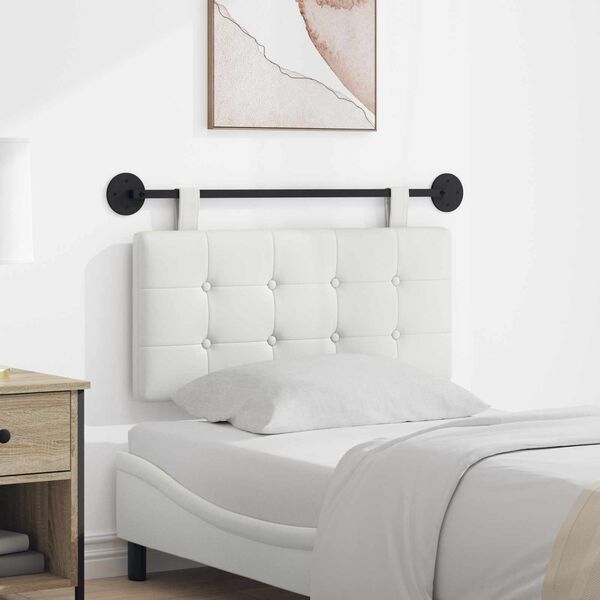 vidaXL H&aelig;ngende Hovedgavl V&aelig;gmonteret Hvid 100 x 55 x 5 cm Faux l&aelig;der