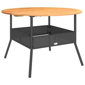 vidaXL havebord med akacietop &Oslash;110x71 cm polyrattan sort
