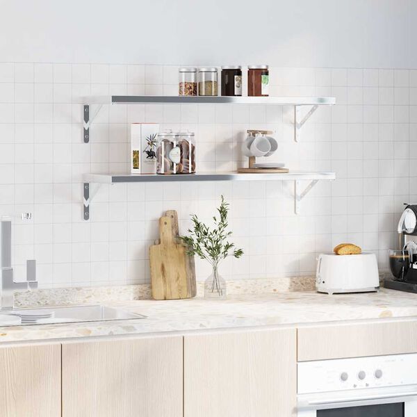 vidaXL hyldebeslag 4 stk. 30x2,5x15,5 cm rustfrit st&aring;l s&oslash;lvfarvet