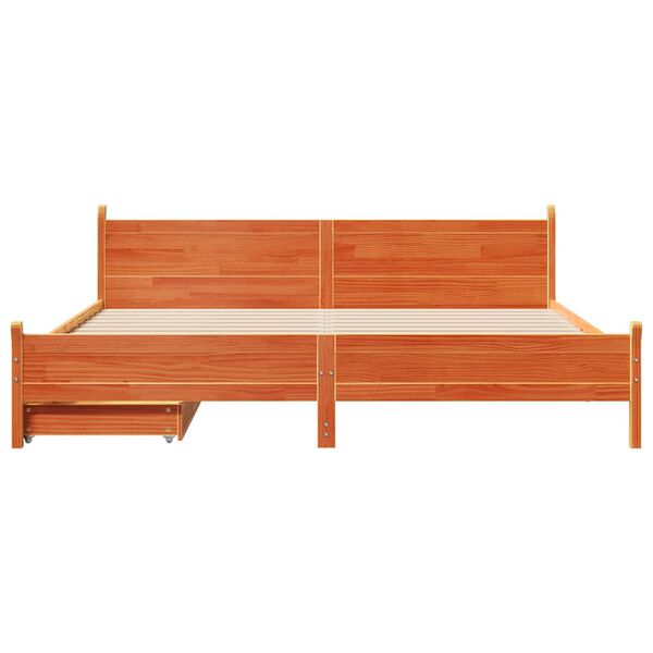 vidaXL sengeramme uden madras 200x200 cm massivt fyrretr&aelig; gyldenbrun