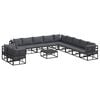 vidaXL Havesofa S&aelig;t 12 stk. Sort Aluminium
