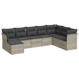 vidaXL sofas&aelig;t til haven 8 dele med hynder polyrattan lysegr&aring;