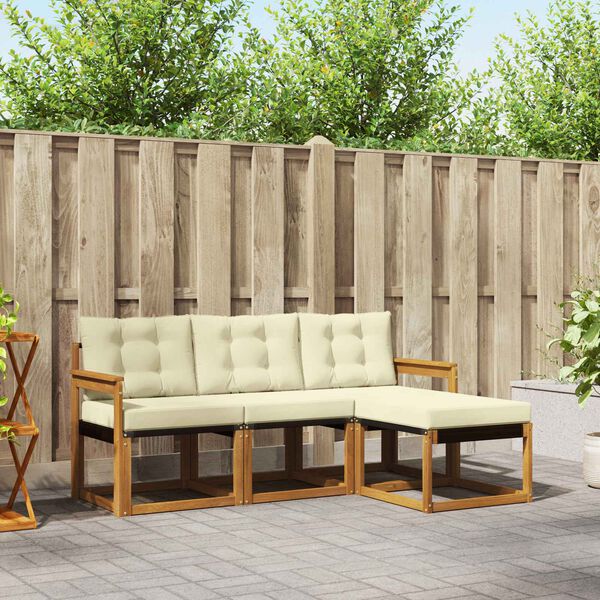 vidaXL Udend&oslash;rs sofagruppe med pude 4 pcs Naturlig og Fl&oslash;de