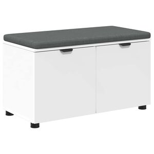 vidaXL Hallb&aelig;nk med pude Hvid 80 x 38 x 46 cm Kunstigt tr&aelig; og stof