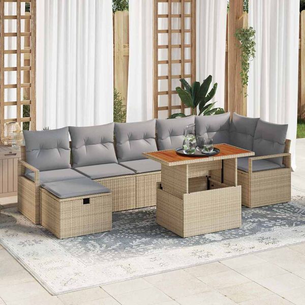 vidaXL Havesofa S&aelig;t 8 pcs Beige polyrattan