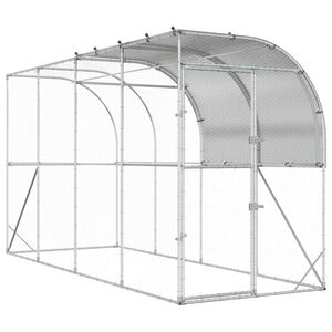 vidaXL H&oslash;nsehus Mod V&aelig;g S&oslash;lv 400 x 100 x 215 cm Galvaniseret st&aring;l
