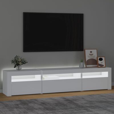 vidaXL tv-skab med LED-lys 195x35x40 cm hvid