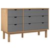 vidaXL kommode OTTA 111x43x73,5 cm massivt fyrretr&aelig; brun og gr&aring;