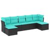 vidaXL havesofas&aelig;t med 7 hynder sort polyrattan