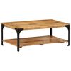 vidaXL sofabord med 2 hylder 100x55x38 cm massivt mangotr&aelig; og st&aring;l