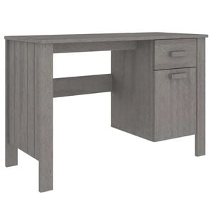 vidaXL skrivebord HAMAR 113x50x75 cm massivt fyrretr&aelig; lysegr&aring;