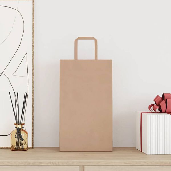 vidaXL papirposer 50 stk. med h&aring;ndtag 21x11x36 cm brun