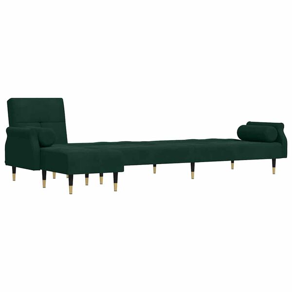 vidaXL L-formet sovesofa 271x140x70 cm velour m&oslash;rkegr&oslash;n