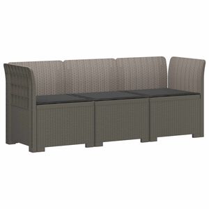 vidaXL 3-personers havensofa med puder i rattanlook PP Lysegr&aring;