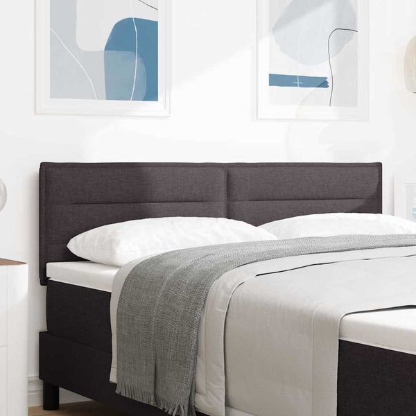 vidaXL LED sengegavl med LED -strimmellys M&oslash;rk Brun 144 cm Polyester