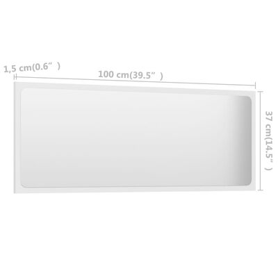 vidaXL badeværelsesspejl 100x1,5x37 cm spånplade hvid