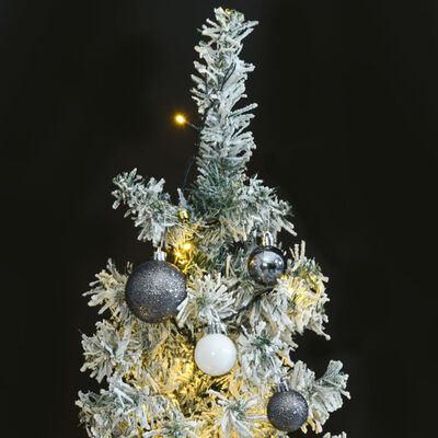 vidaXL kunstigt juletræ med 300 LED'er + kuglesæt og sne 270 cm