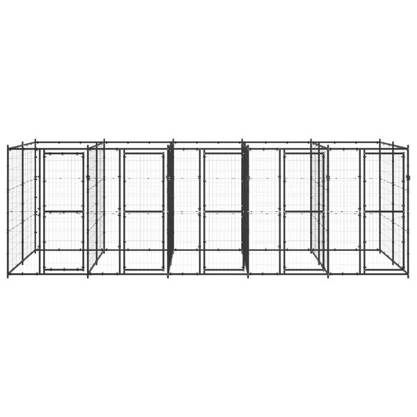 vidaXL udendørs hundebur 12,1 m² stål