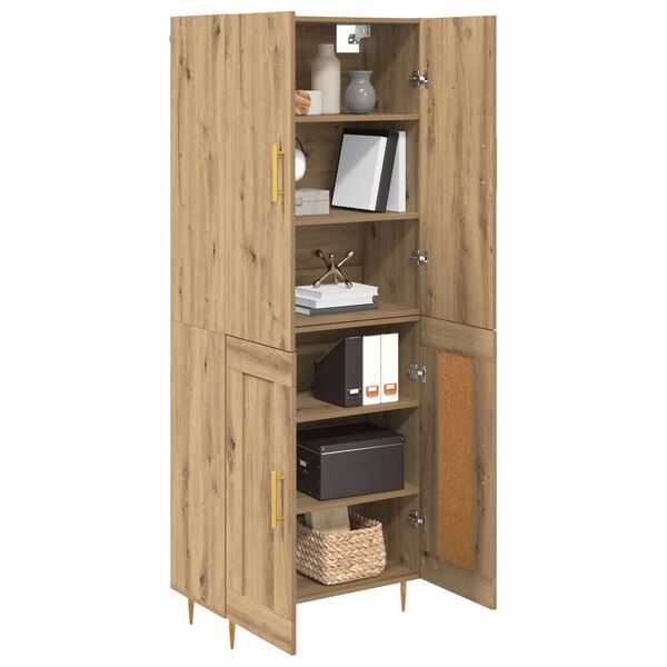 vidaXL Highboard Artisan Egetr&aelig; 69,5 x 34 x 180 cm Konstrueret tr&aelig;