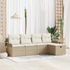 vidaXL Havesofa S&aelig;t med pude 5 pcs Beige og creme polyrattan