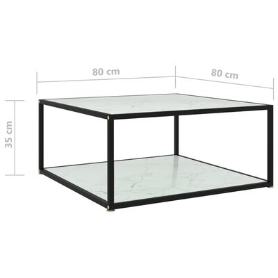 vidaXL sofabord 80x80x35 cm hærdet glas hvid