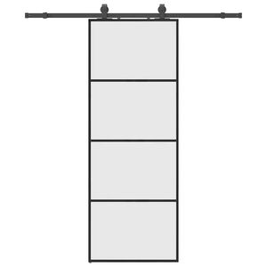 vidaXL skyded&oslash;r med hardwares&aelig;t 76x205 cm ESG glas sort