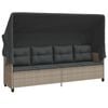 vidaXL loungesofa med baldakin og hynder polyrattan lysegr&aring;