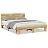 vidaXL Sengeramme med hovedg&aelig;rde uden madras 140x190 cm Massivt tr&aelig; Eg