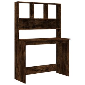 vidaXL skrivebord m. hylder 102x45x148 cm konstrueret tr&aelig; r&oslash;get egetr&aelig;