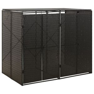 vidaXL dobbelt skraldespandsskjuler 140x80x117 cm polyrattan sort
