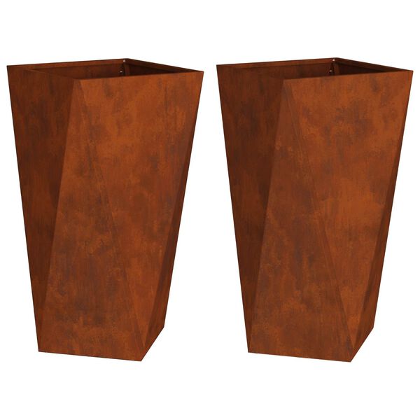 vidaXL Plantekasse 2 pcs Rusten 40 x 40 x 75 cm Cortenst&aring;l