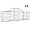 vidaXL buede gabionkurve 3 stk. 200x30x60/80 cm galvaniseret jern