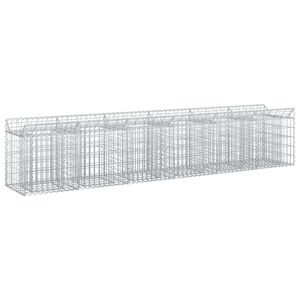 vidaXL Gabion h&oslash;jbed 2 pcs S&oslash;lv 300 x 50 x 60 cm Galvaniseret st&aring;l