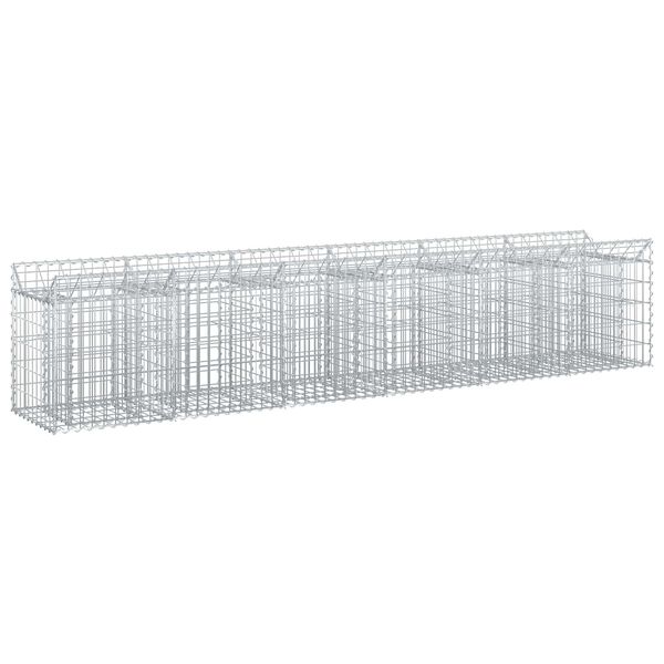 vidaXL Gabion h&oslash;jbed 2 pcs S&oslash;lv 300 x 50 x 60 cm Galvaniseret st&aring;l