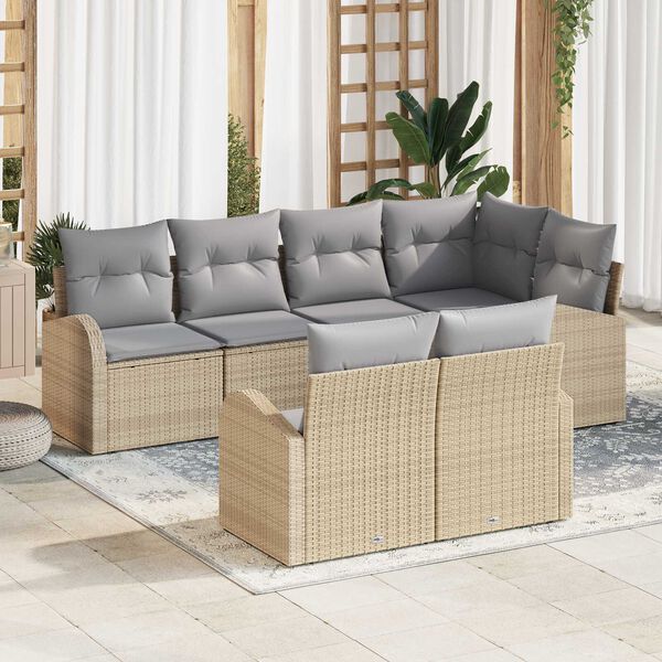 vidaXL Havesofa S&aelig;t Beige polyrattan